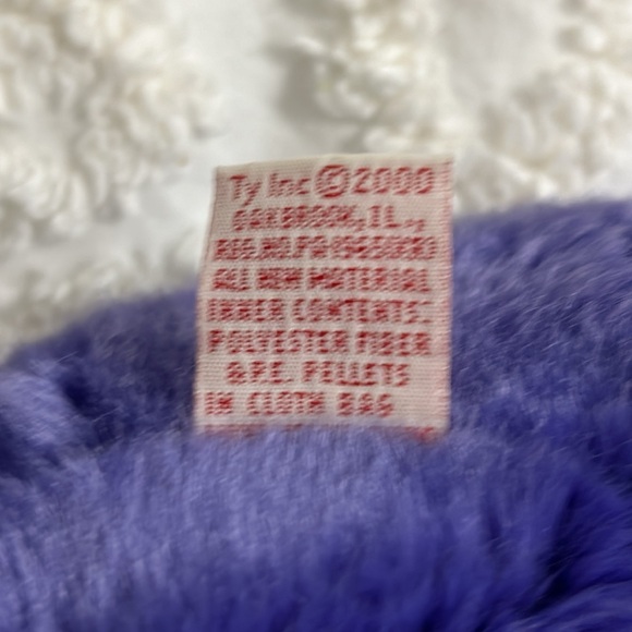 TY Beanie Babies 2000 Purple 12” Stuff Animal with green bow. - Picture 6 of 10